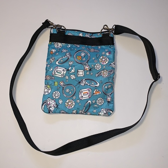 LeSportsac Blue Diamond Print Triple Zip Canvas Crossbody Bag - Picture 3 of 6
